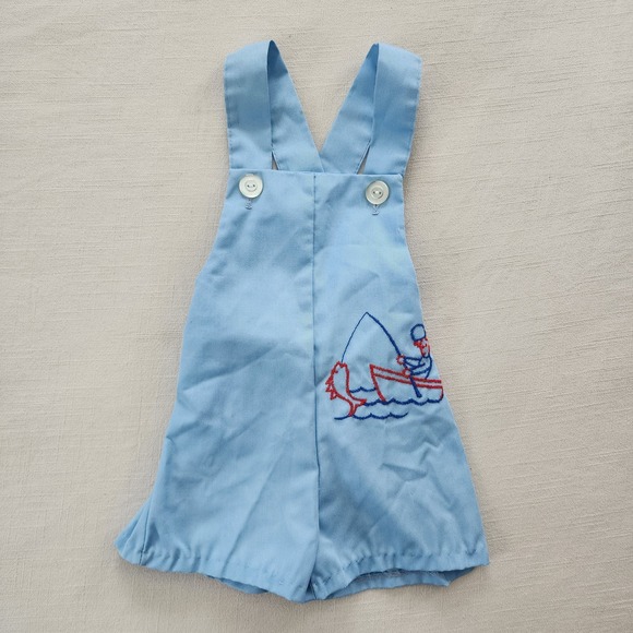 Vintage Fisherman Embroidered Romper 2t - Picture 1 of 5